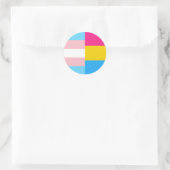 Sticker Rond Transgender Pansexual Dual Pride Flag (Sac)