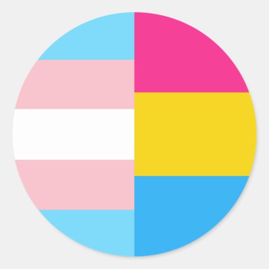 Sticker Rond Transgender Pansexual Dual Pride Flag (Devant)