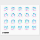 Sticker Rond Transgenre transgenre arc-en-ciel bleu rose blanc (Feuille)