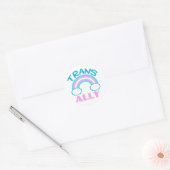 Sticker Rond Transgenre transgenre arc-en-ciel bleu rose blanc (Enveloppe)