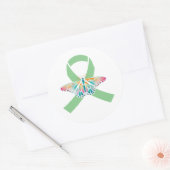 Sticker Rond Transplanter le ruban vert papillon (Enveloppe)