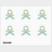 Sticker Rond Transplanter le ruban vert papillon (Feuille)
