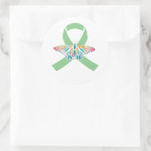 Sticker Rond Transplanter le ruban vert papillon (Sac)