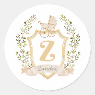 Sticker Rond Transport de bébé Monogramme Z   Neutre
