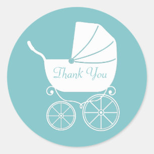 Sticker Rond Transport vintage Baby shower Cute Blue Boy