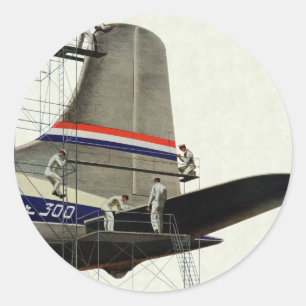 Sticker Rond Transport vintage, Maintenance d'avion