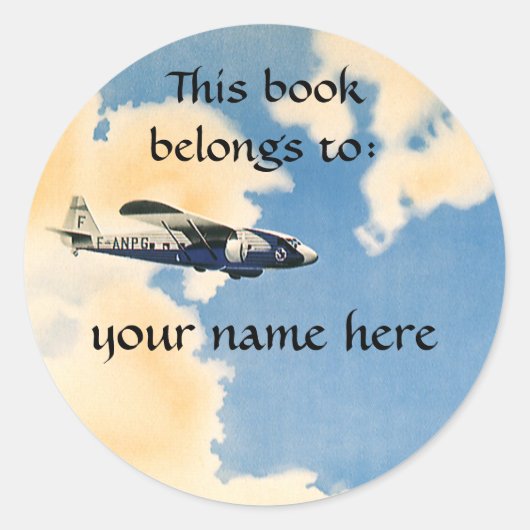 Sticker Rond Transport vintage, Plaque d'avion (Devant)
