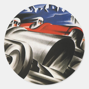 Sticker Rond Transport vintage, voitures de sport de course