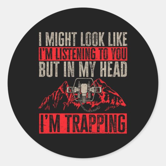 Sticker Rond Trapper de chasse au piège 1 (Devant)
