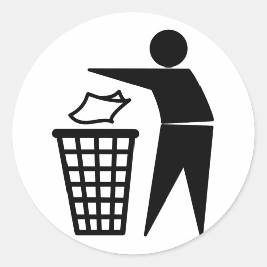 Sticker Rond Trash Man Dumping papier Trash (Devant)