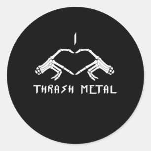 Sticker Rond Trash Squelette Mains Coeur Classique