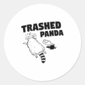 Sticker Rond Trashed Panda, Funny Drunk Raccoon, Funny Trash Pa (Devant)