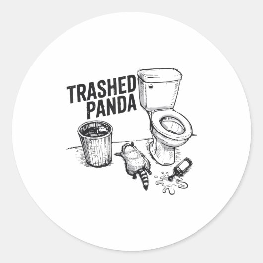Sticker Rond Trashed Panda Funny Drunk Racoon  (Devant)