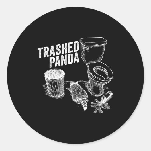 Sticker Rond Trashed Panda Funny Drunk Racoon (Devant)