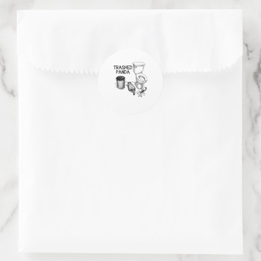 Sticker Rond Trashed Panda Funny Drunk Racoon (Sac)