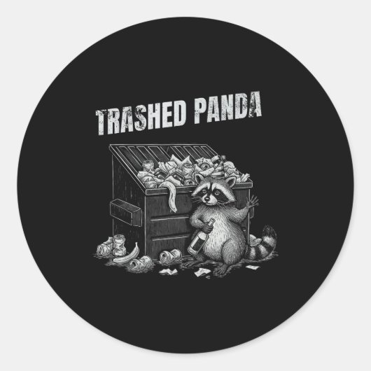 Sticker Rond Trashed Panda Funny Drunk Racoon Cool Animals Grap (Devant)