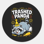 Sticker Rond Trashed Panda New Year 2026 Funny Raccoon Design  (Devant)