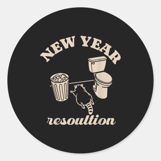 Sticker Rond Trashed Panda New Year Resolution Funny Drunk Racc (Devant)