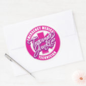 Sticker Rond Trauma Junkie rose (Enveloppe)