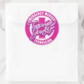 Sticker Rond Trauma Junkie rose (Sac)