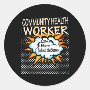 Sticker Rond Travail héroïque du travailleur de la santé commun