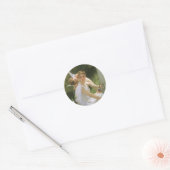 Sticker Rond Travail interrompu par Bouguereau, Angel Portrait (Enveloppe)