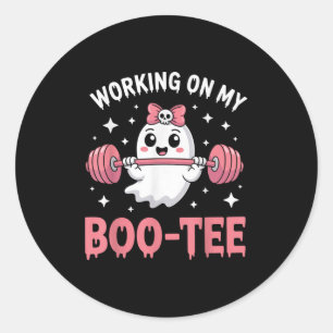Sticker Rond Travailler Mon Boo Funny Gym Halloween Debout Lift