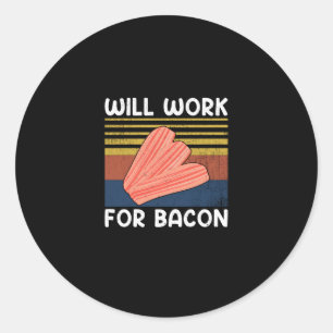 Sticker Rond Travaillera pour Bacon Vintage Style Porc Viande d