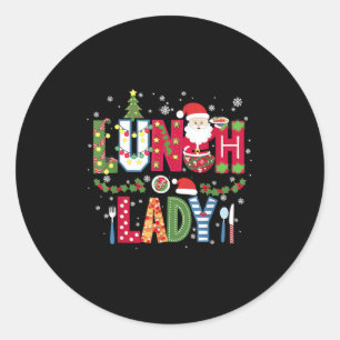 Sticker Rond Travailleur de cafétéria de Noël Dame de déjeuner