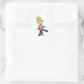 Sticker Rond Travailleur de construction avec Jack Hammer (Sac)