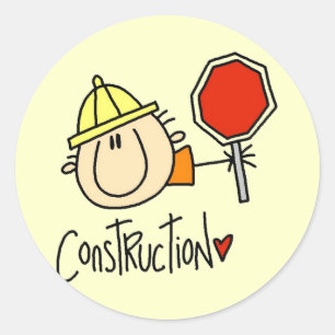 Sticker Rond Travailleur de la construction de sexe masculin