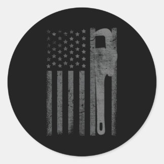 Sticker Rond Travailleur de plomberie de plomberie American Fla