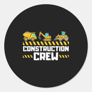 Sticker Rond Travailleur d'équipe de construction Excavatrice G
