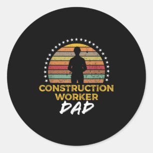 Sticker Rond Travailleur du bâtiment papa, Foreman amusant Devi