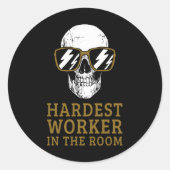Sticker Rond Travailleur le plus difficile dans la chambre Moti (Devant)