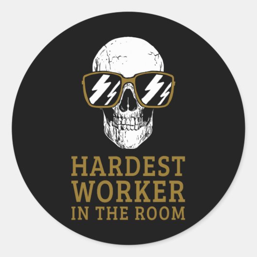 Sticker Rond Travailleur le plus difficile dans la chambre Moti (Devant)