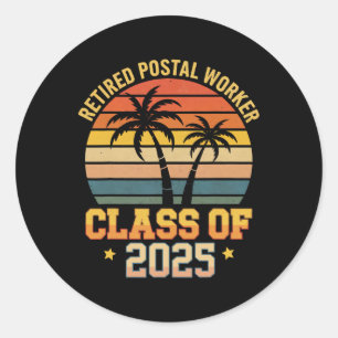 Sticker Rond Travailleur Postal à la Retraite Vintage Cl de 202