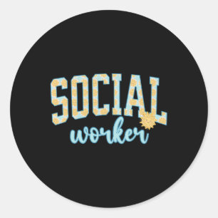 Sticker Rond Travailleur social Sunshine Vacances d'été Plage S