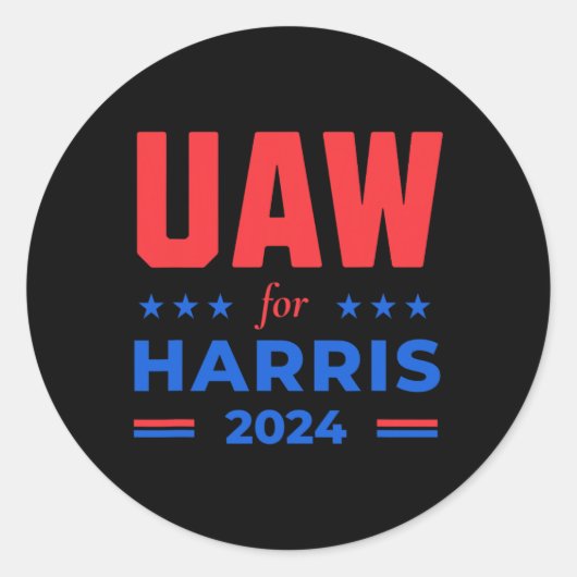 Sticker Rond Travailleurs de l'automobile pour Harris 2024 Uaw  (Devant)