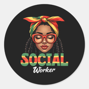 Sticker Rond Travailleuse sociale Travail social Femmes Filles