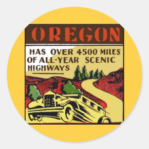 Sticker Rond Travel Oregon Pittoresque Highways