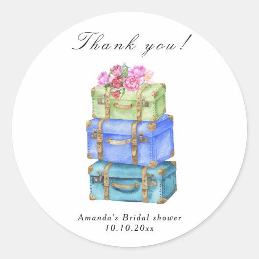 Sticker Rond Traveling from Miss to Mrs Bridal Shower (Devant)