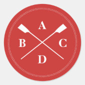 Sticker Rond Traversée des aviron monogramme rouge (Devant)