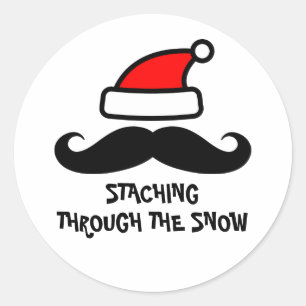 Sticker Rond Traverser la moustache de Noël Père Noël
