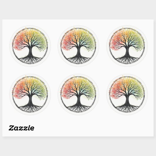 Sticker Rond Tree of Life (Feuille)