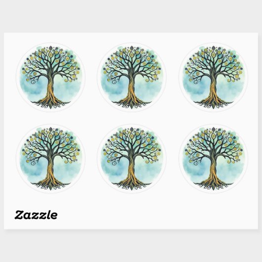 Sticker Rond Tree of Life (Feuille)