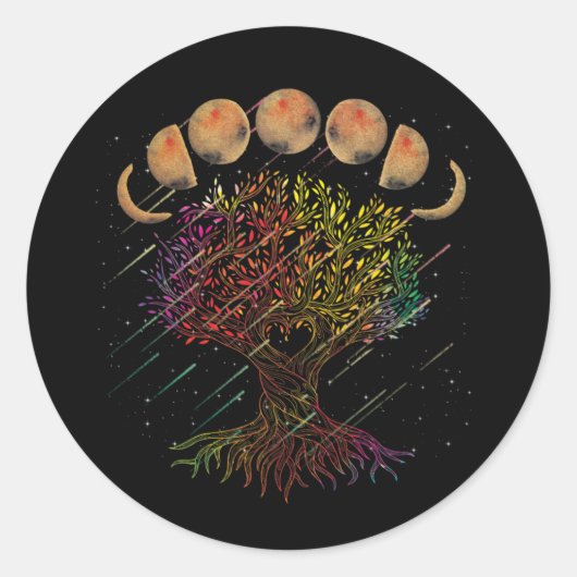 Sticker Rond Tree of Life Phases of the Moon (Devant)