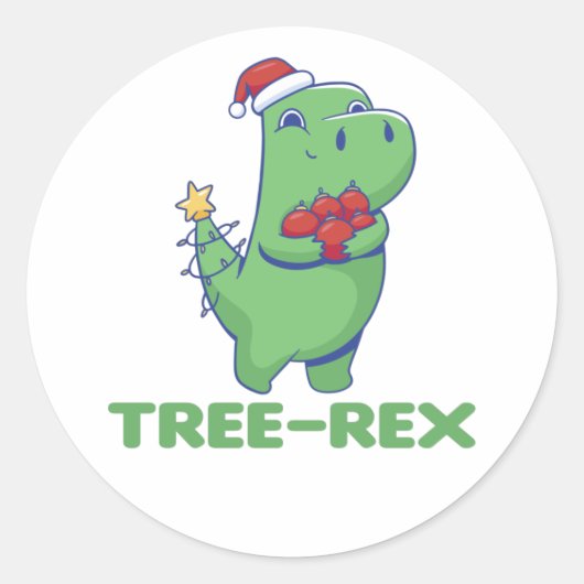 Sticker Rond Tree-Rex Dinosaur Pun T-Rex Classic Round St (Devant)