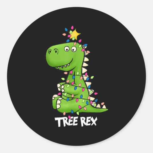 Sticker Rond Tree Rex Funny Xmas Trex Boys Toddler Christmas Di (Devant)