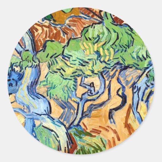 Sticker Rond Tree Roots (1890) Art botanique Vincent Van Gogh (Devant)